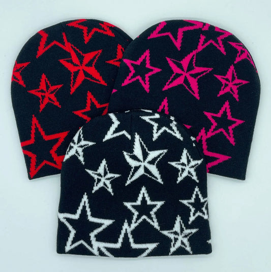 2023 New Goth Pentagram Beanie Caps Y2K Star Jacquard Knitted Warm Hip Hop Unisex Elastic Knit Hat Skull Cap For Women Men