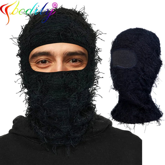 Balaclava Distressed Knitted Full Face Ski Mask Shiesty Mask Camouflage Knit Fuzzy Balaclava Ski Balaclava
